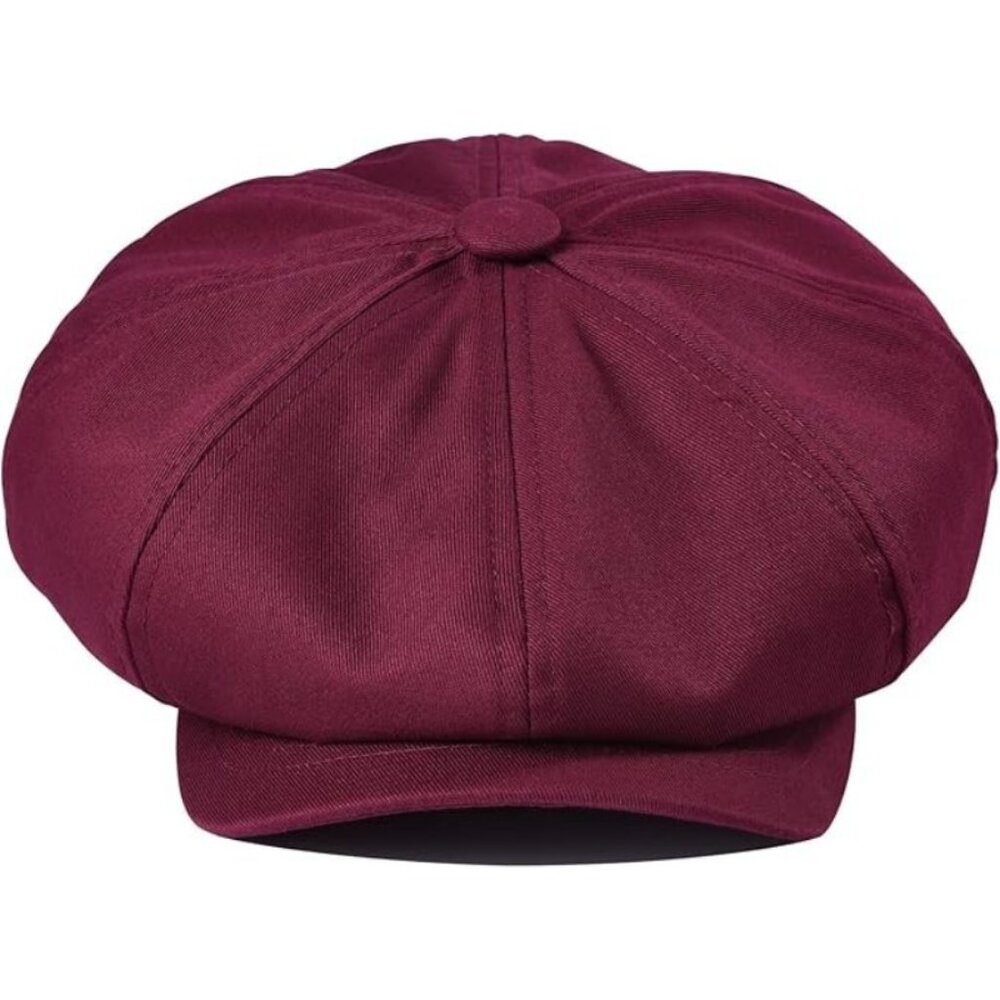 Maroon Vintage Retro Newsboy Baker Boy Flat Ivy Gatsby Cabbie Driving Golf Hat - Picture 2 of 6